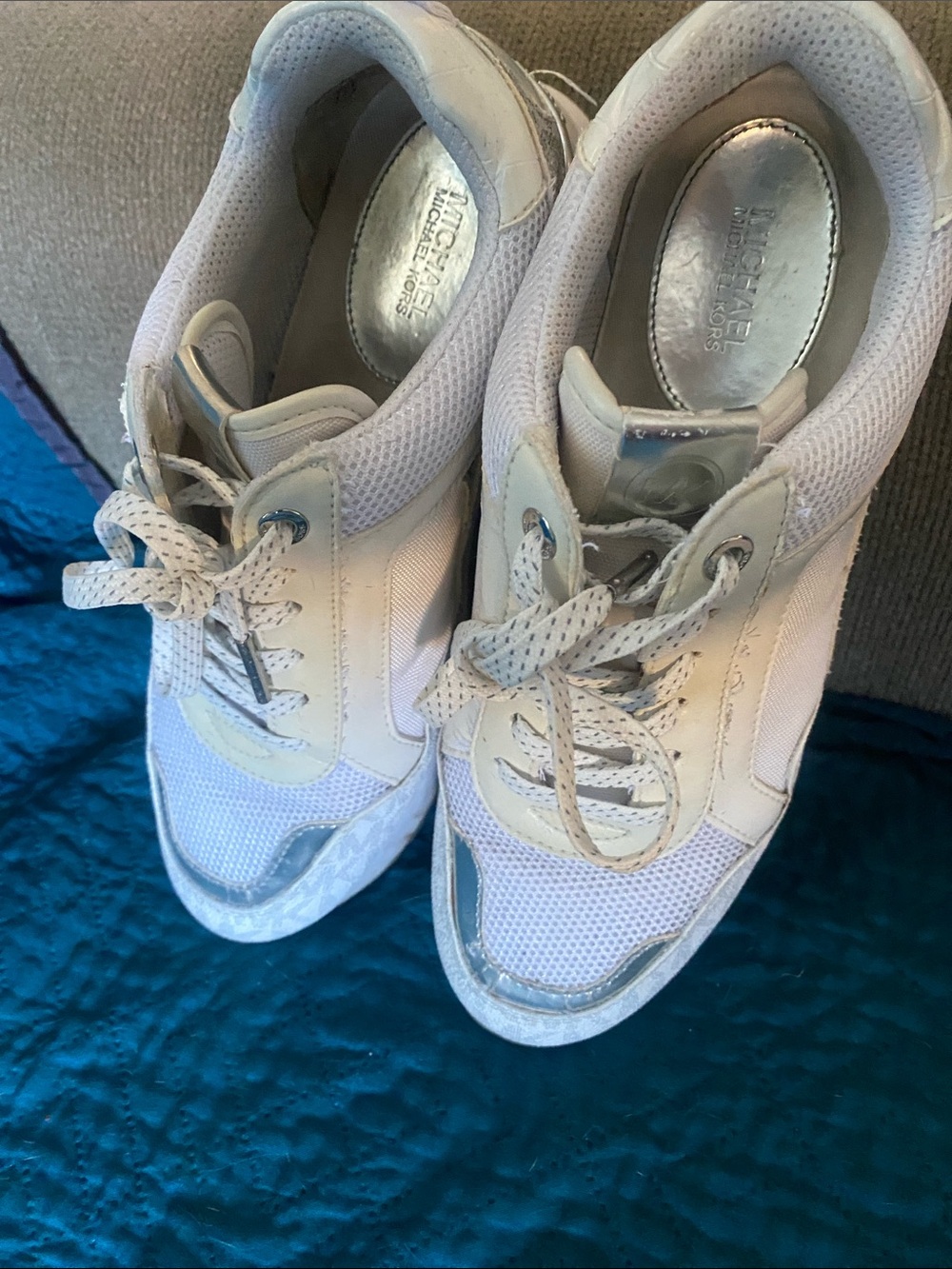Michael Kors White and Silver Women's Fashion Sneakers